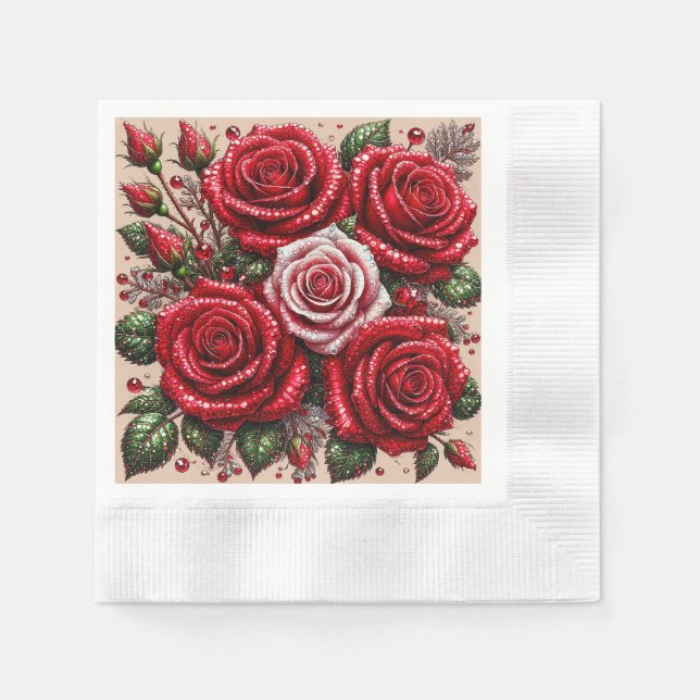 Intrikiertes Gem verziertes Blumendesign Serviette (Vorderseite)