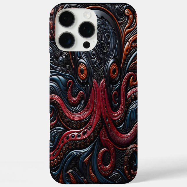 Intrikiertes Octopus-Design mit wirbelnden Tentake iPhone 16 Pro Max Hülle (Rückseite)