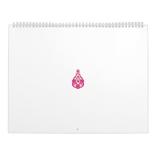 Intrikiertes, symmetrisches Blumendesign in Rosa u Kalender