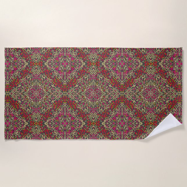 Intrikiertes, traditionelles orientalisches Rug Mo Strandtuch (Vorderseite)