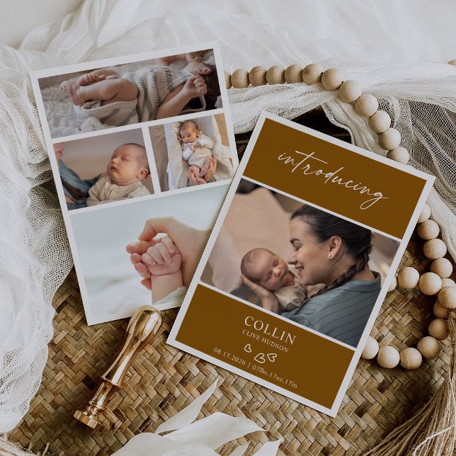 Introducing Baby Photo Collage Announcement Card Einladung (Von Creator hochgeladen)