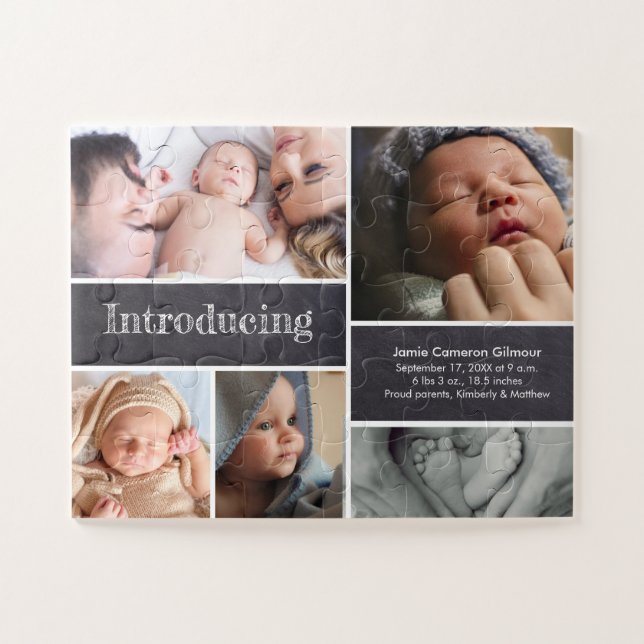 Introducing Baby Photo Collage Birth Announcement (Horizontal)