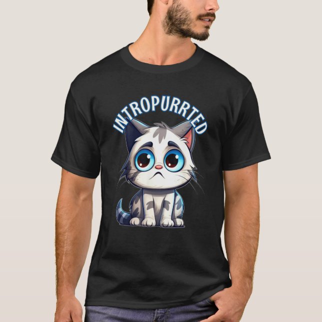 Intropurrted Introverted Cat Shy Nervous Kitty Int T-Shirt (Vorderseite)