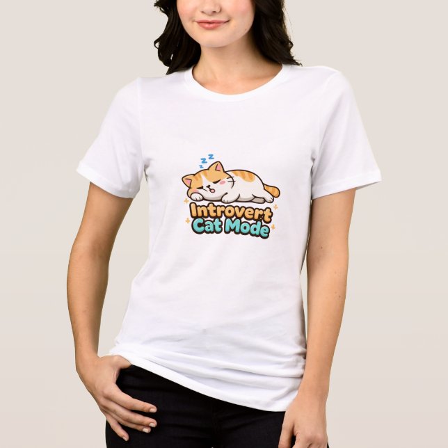 Introvert Cat Mode Funny  Tri-Blend Shirt (Vorderseite)