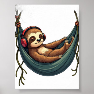 Introvert Faultier Geräusche Abschirmende Kopfhöre Poster