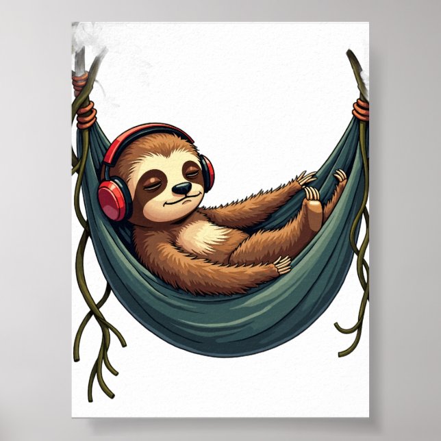 Introvert Faultier Geräusche Abschirmende Kopfhöre Poster (Vorne)