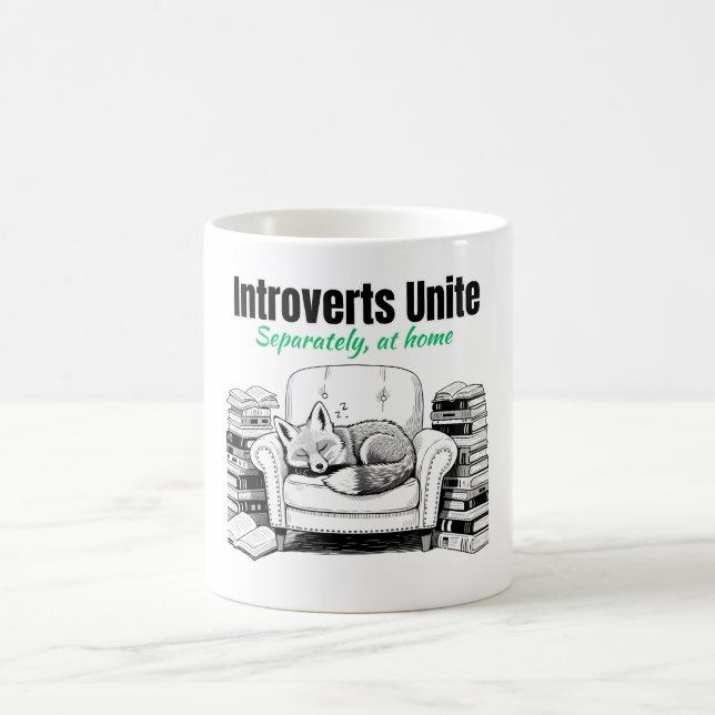 Introvert Fox Book Lover Humor Kaffeetasse (Mittel)
