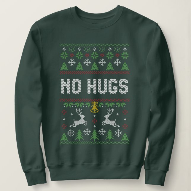 Introvert No Hugs Ugly Christmas Sweater Sweatshirt (Design vorne)