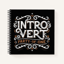Introvert (Party of One) Uni-regiertes Sq-Notebook