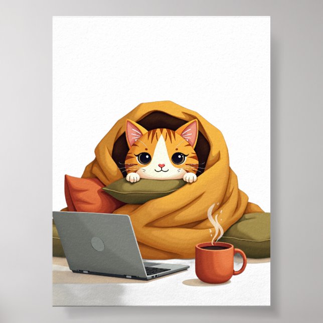 Introvert Überlebensmodus Katzen-Decken-Fort Lapto Poster (Vorne)