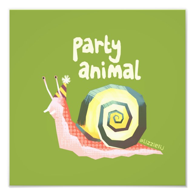 Introvertebrates Party Schnecke Medium Art Print Fotodruck (Vorne)