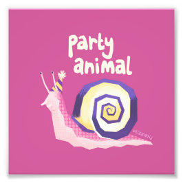 Introvertebrates rosa Party Schnecke kleine Kunstd Fotodruck