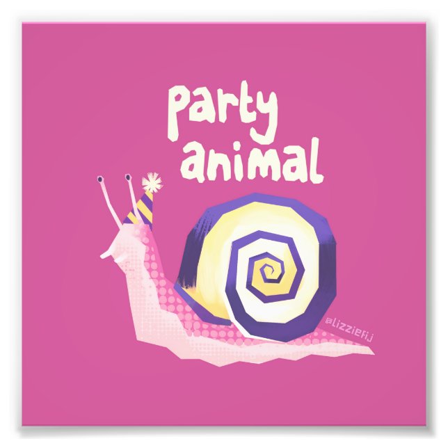 Introvertebrates rosa Party Schnecke kleine Kunstd Fotodruck (Vorne)