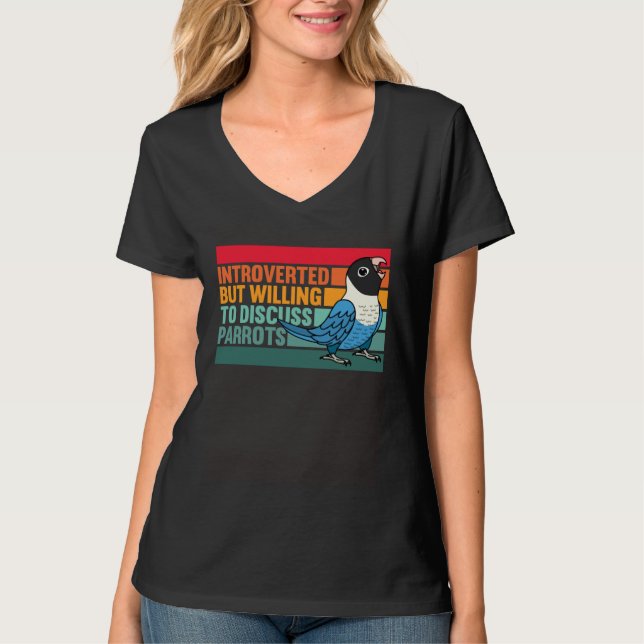 Introverted But Parrots Blue masked Lovebird T-Shirt (Vorderseite)