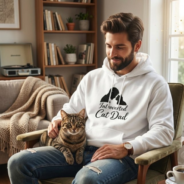 Introverted Cat Dad Minimalist Silhouette Pullover (Créateur téléchargé)