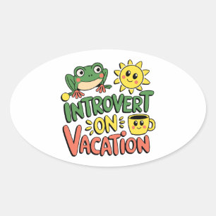 Introvertieren Sie Sunshine Break Ovaler Aufkleber