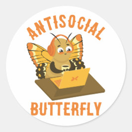 Introvertieren Spaß Niedlich Funny Antisocial Butt Runder Aufkleber