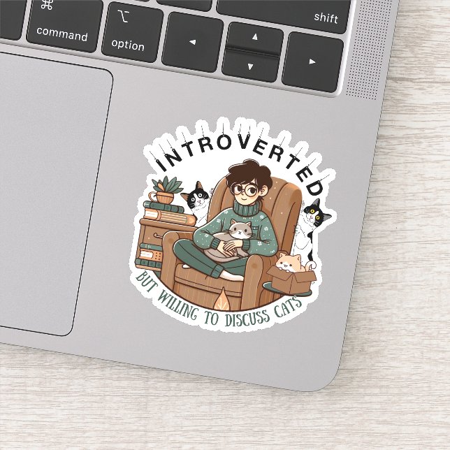 introvertiert, aber bereit, über Katzen zu diskuti Aufkleber (Detail)
