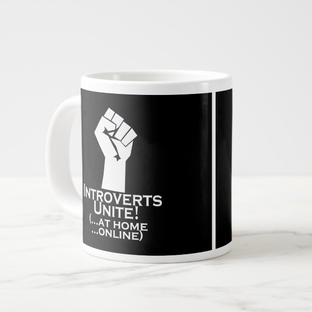 Introvertierte vereint, auf Zuhause, online, lusti Jumbo-Tasse (Vorderseite Links)