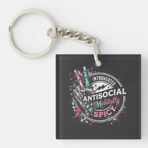 Introvertierter Antisozialer und Mental Gewürzter Schlüsselanhänger