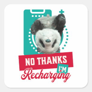 Introvertierter Burnout-Panda Soziale Batterie Des Quadratischer Aufkleber