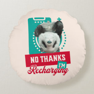 Introvertierter Burnout-Panda Soziale Batterie Des Rundes Kissen