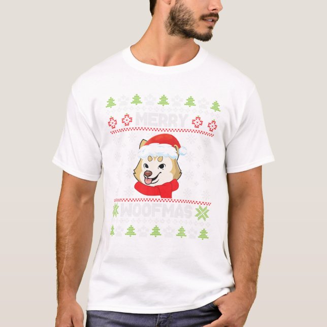 Inu Dog Weihnachten Kostümschnee T-Shirt (Vorderseite)
