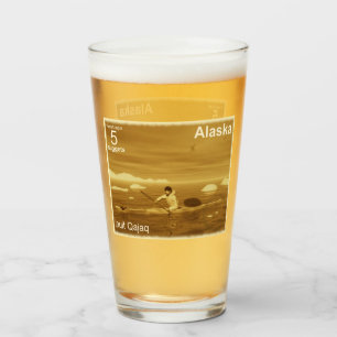 Inuit Kayak - Sepia - Alaska Postage Glas