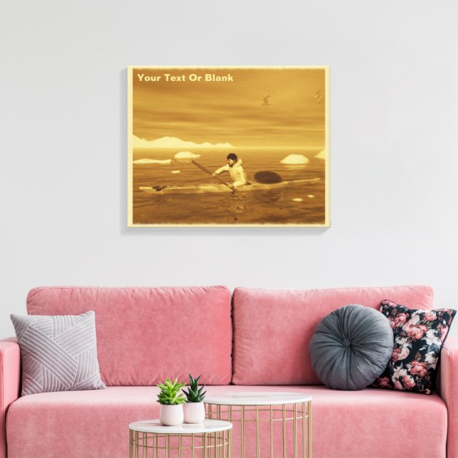 Inuit Kayak - Sepia Leinwanddruck (Insitu (Wohnzimmer))