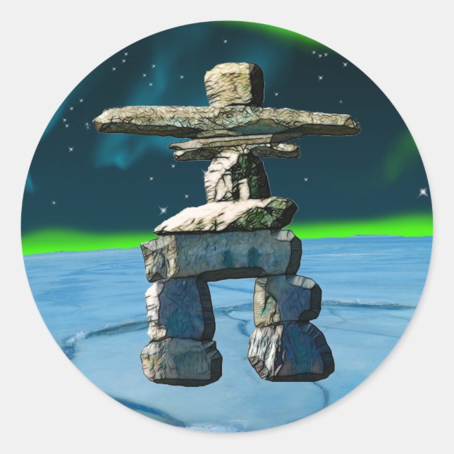 Inukshuk-Indianersteine Runder Aufkleber (Vorderseite)
