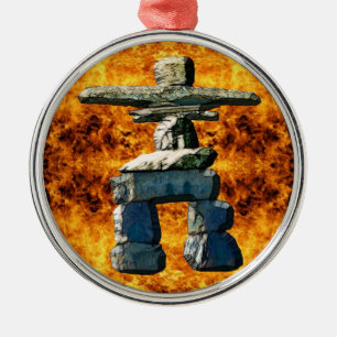 Inukshuk-Indianersteine Silbernes Ornament