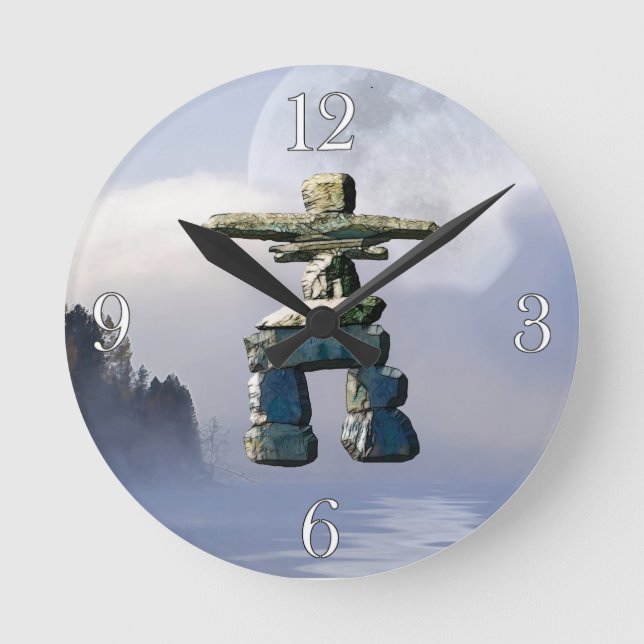 Inukshuk & Wilderness Moon Art Horloge (Recto)