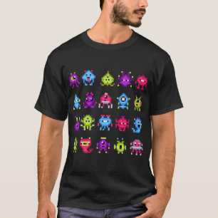 INVADERS I Liebe 80er Retro 8 Bit Pixel Space Mons T-Shirt