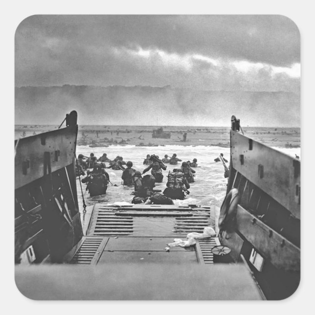 Invasion der Normandie am D-Day - 1944 Quadratischer Aufkleber (Vorderseite)
