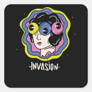 Invasion Quadratischer Aufkleber