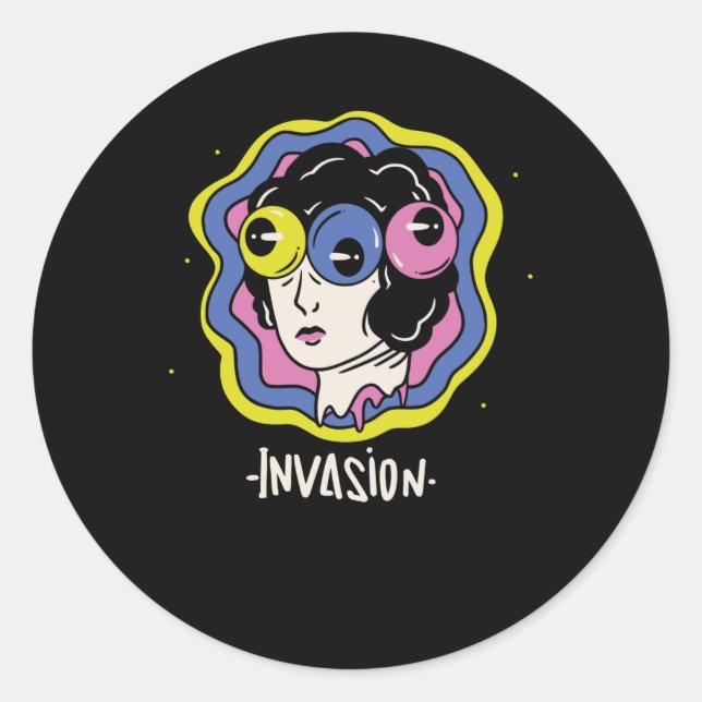 Invasion Runder Aufkleber (Vorderseite)