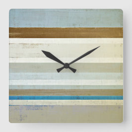 'Invent' Blue and Beige Abstract Art Quadratische Wanduhr