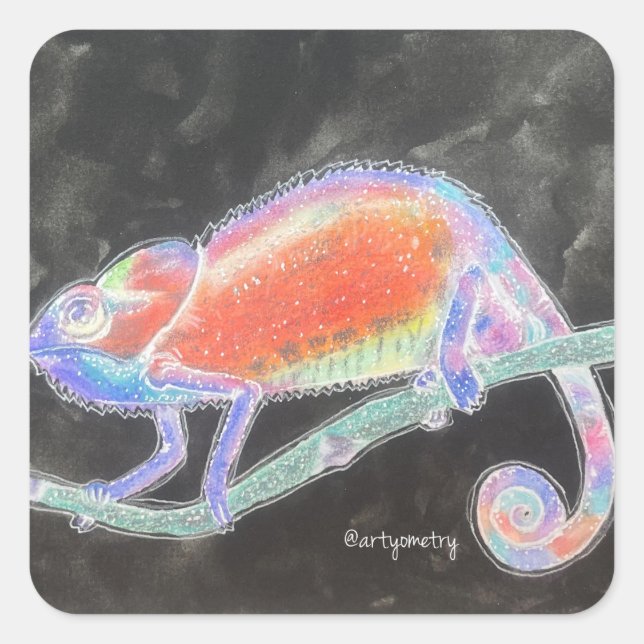 Inverse Chameleon Quadratischer Aufkleber (Vorderseite)