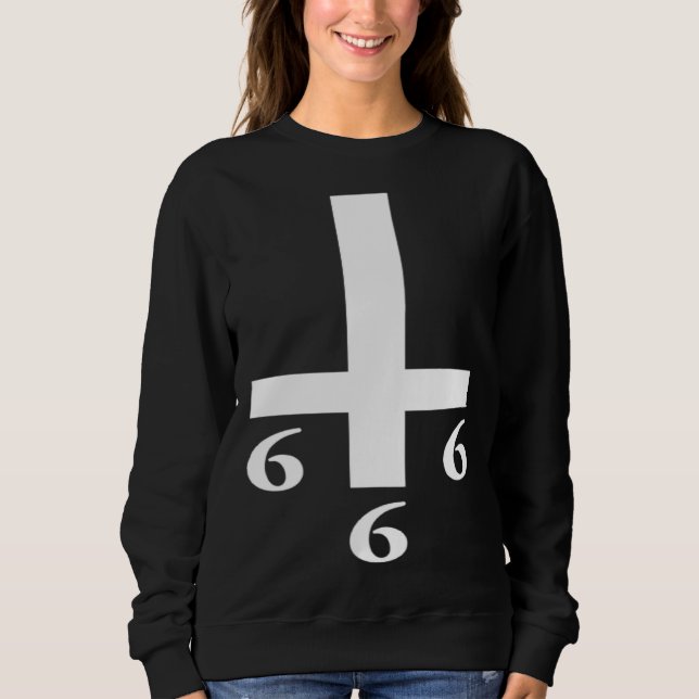 Inverted Cross 666 Upside Down Satan Antichrist At Sweatshirt (Vorderseite)
