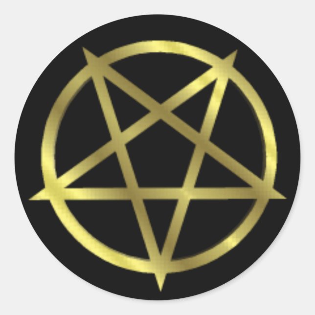 Inverted Gold Pentagram Runder Aufkleber (Vorderseite)