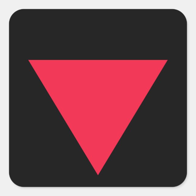invertiertes rotes Dreieck Quadratischer Aufkleber (Vorderseite)