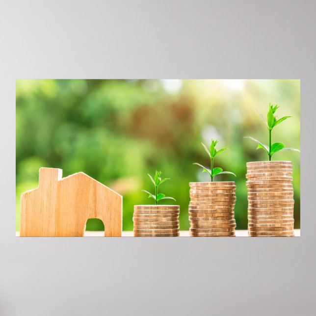 Investition in Geld-Zuhause-Münzen Poster (Vorne)