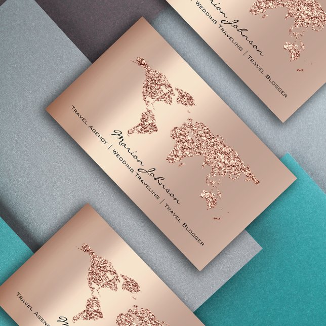Investments Finance Wedding Travel World Rose Gold Visitenkarte (Investments Finance Wedding Travel World Rose Gold Business Card)