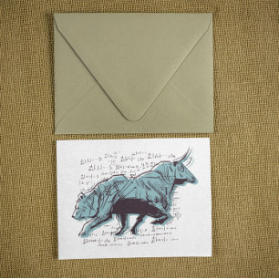 Investor Bulle und Bär Aktienmarkt Handel Postkarte