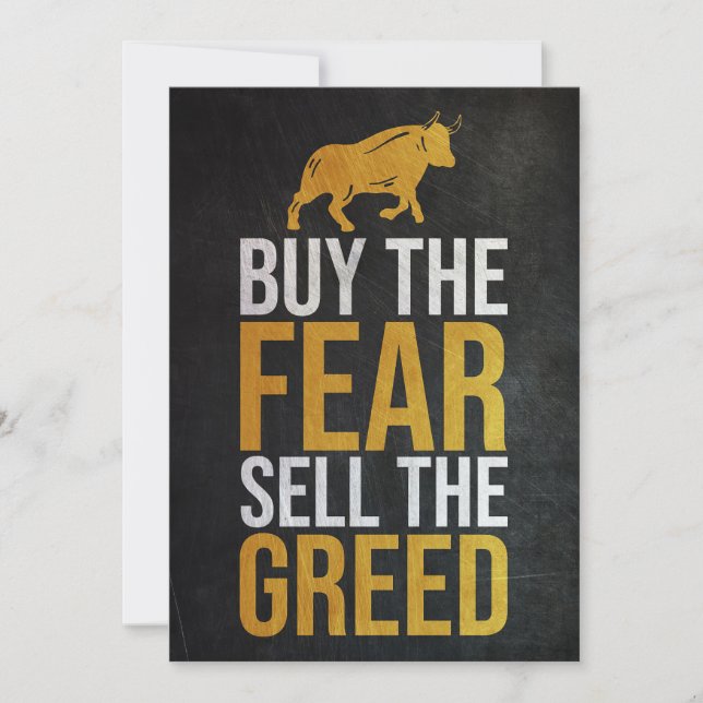 Investor Buy Fear Sell Greed Trader Dankeskarte (Vorderseite)