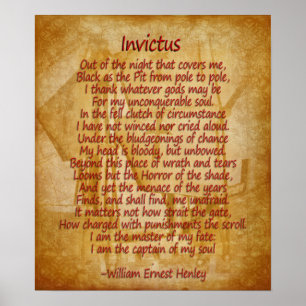 Invictus, Gedicht auf Pergament Blick Hintergrund Poster