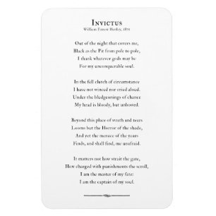 Invictus Gedicht, inspirierender Zitat-Kühlschran Magnet