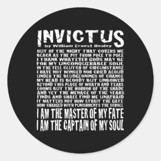 Invictus Poem Runder Aufkleber