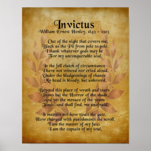 "Invictus", viktorianisches Gedicht auf Pergament Poster