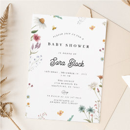 Invitación a Baby Shower con flores silvestres Einladung